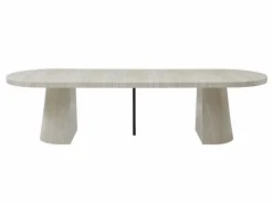 Outlet Mesa de comedor extensible para 6 a +12 personas en MDF - Efecto travertino - CLOEVA Mesa Extensible