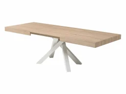 Clearance Vente-unique Mesa de comedor extensible de 6 a 10 cubiertos en MDF y metal - Natural y blanco - CATONAV Color natural claro