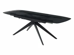 Maison Céphy Mesa de comedor extensible en vidrio templado burbujeado y metal - - LEGRIO de