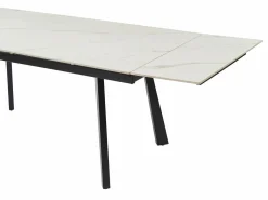 Best Vente-unique Mesa de comedor extensible en cerámica y metal - Efecto mármol blanco y negro - MARVENA Negro / Blanco