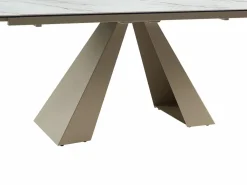 Sale Mesa de comedor extensible de cerámica y metal - Efecto mármol blanco y beige - LOZIPA Mesa Extensible|Mesa De Comedor