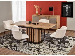 Online Mesa de comedor extensible roble y negro 130cm Celso Mesa Extensible
