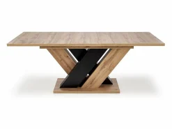 Discount MSO Mesa de comedor extensible roble wotan y negro 160-200cm Xenori Color natural claro