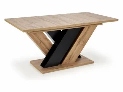Discount MSO Mesa de comedor extensible roble wotan y negro 160-200cm Xenori Color natural claro