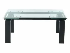 Vente-unique Mesa de comedor extensible LUBANA - Cristal templado, metal - negro