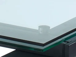 Vente-unique Mesa de comedor extensible LUBANA - Cristal templado, metal - negro