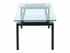 Vente-unique Mesa de comedor extensible LUBANA - Cristal templado, metal - negro