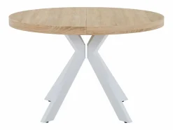 Mesa de comedor extensible para 4 a 8 personas en MDF y acero - Natural y blanco - KOMONI Mesa Extensible|Mesa De Comedor
