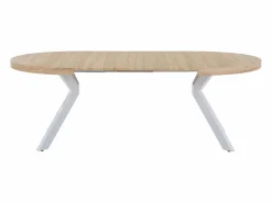 Mesa de comedor extensible para 4 a 8 personas en MDF y acero - Natural y blanco - KOMONI Mesa Extensible|Mesa De Comedor