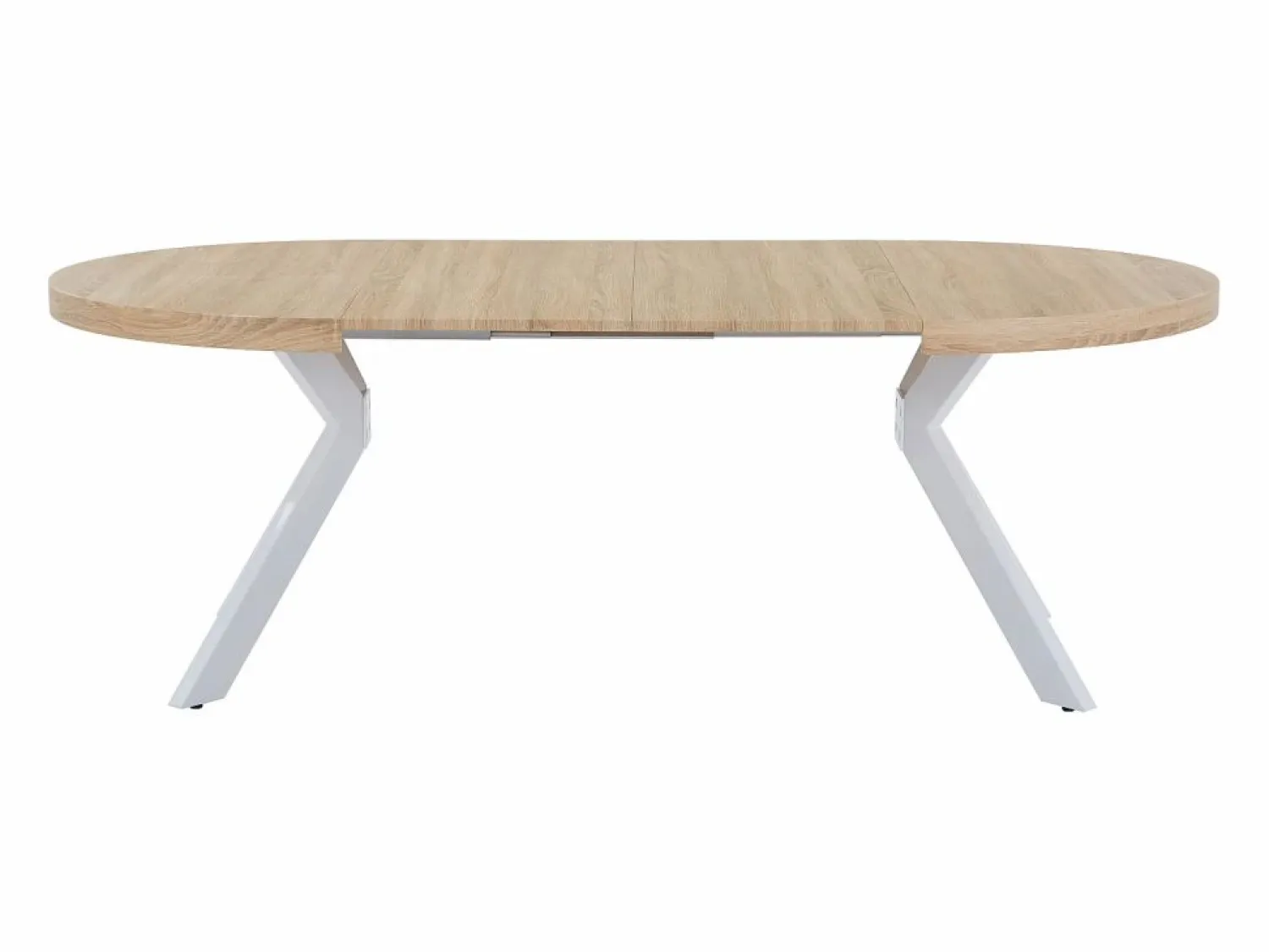 Mesa de comedor extensible para 4 a 8 personas en MDF y acero - Natural y blanco - KOMONI Mesa Extensible|Mesa De Comedor