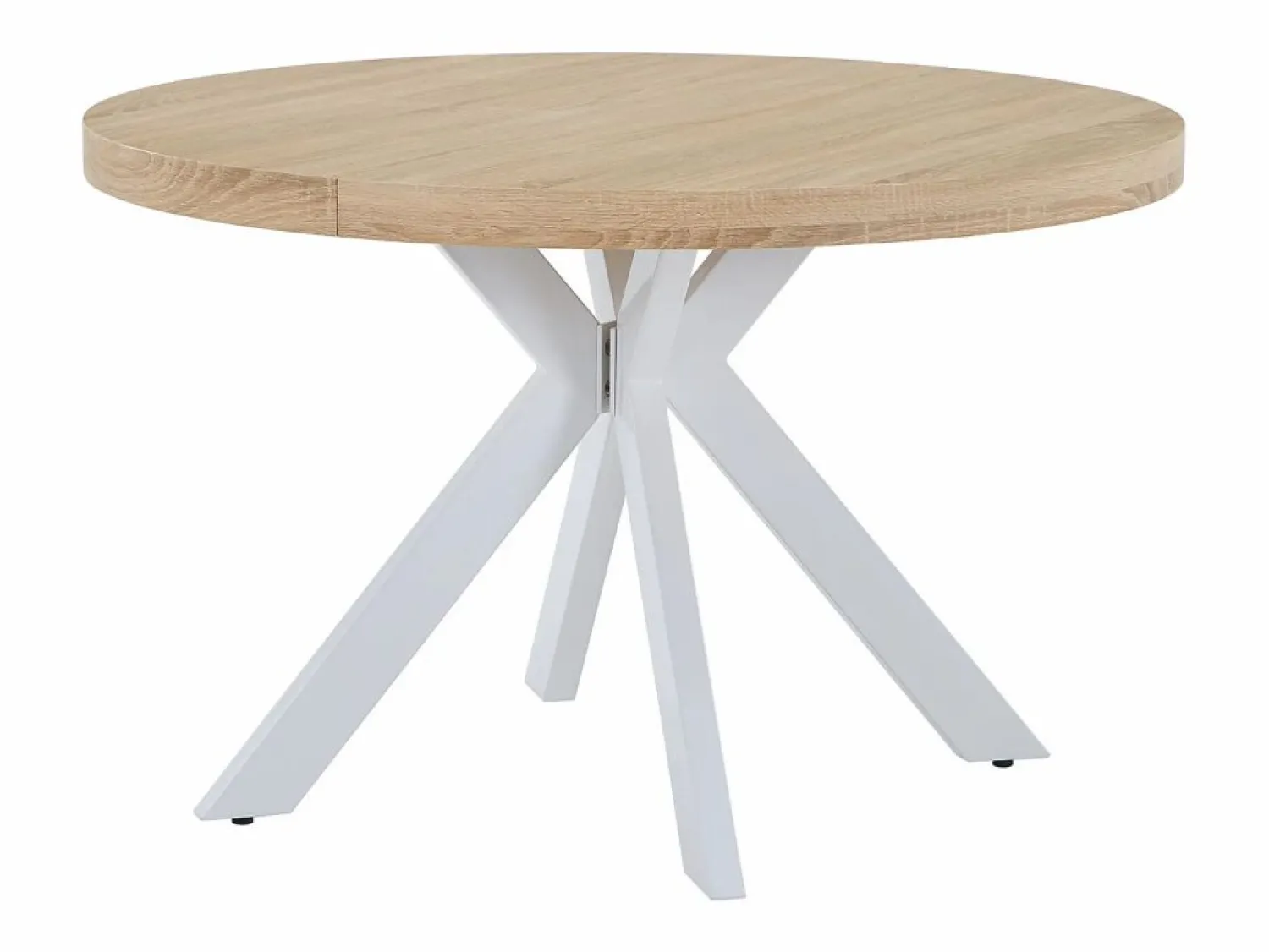 Mesa de comedor extensible para 4 a 8 personas en MDF y acero - Natural y blanco - KOMONI Mesa Extensible|Mesa De Comedor