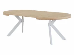 Mesa de comedor extensible para 4 a 8 personas en MDF y acero - Natural y blanco - KOMONI Mesa Extensible|Mesa De Comedor