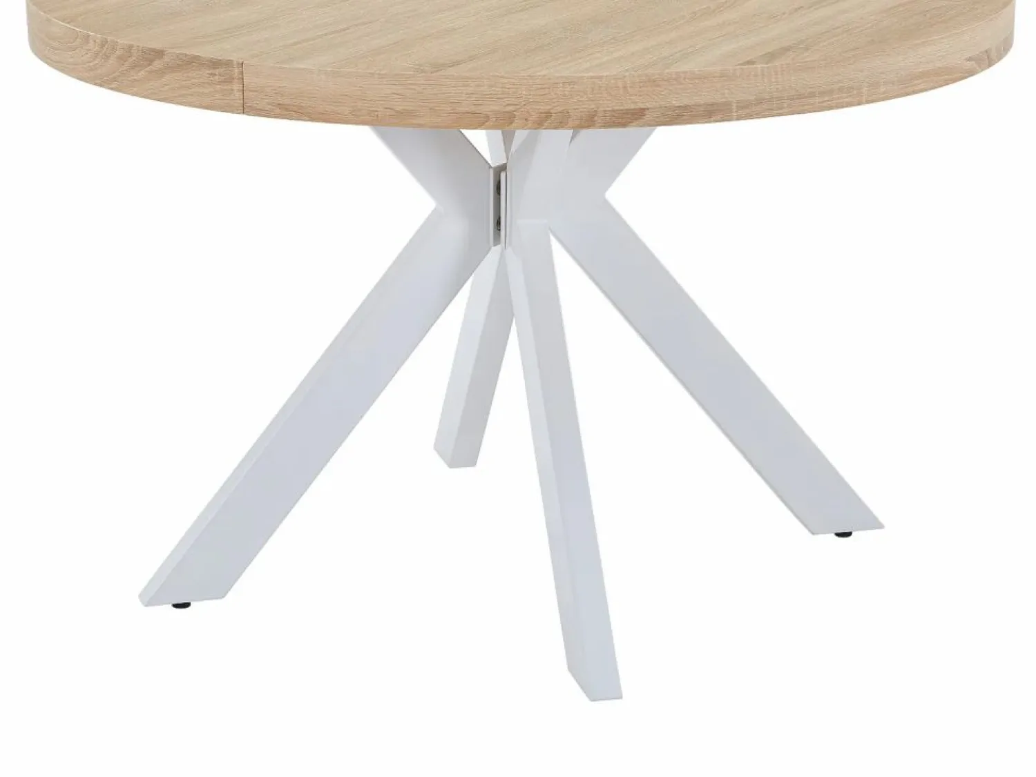 Mesa de comedor extensible para 4 a 8 personas en MDF y acero - Natural y blanco - KOMONI Mesa Extensible|Mesa De Comedor