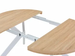 Mesa de comedor extensible para 4 a 8 personas en MDF y acero - Natural y blanco - KOMONI Mesa Extensible|Mesa De Comedor
