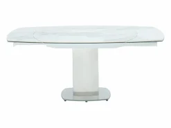 Vente-unique Mesa de comedor extensible. Cerámica y acero. TALICIA Blanco