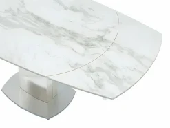 Vente-unique Mesa de comedor extensible. Cerámica y acero. TALICIA Blanco