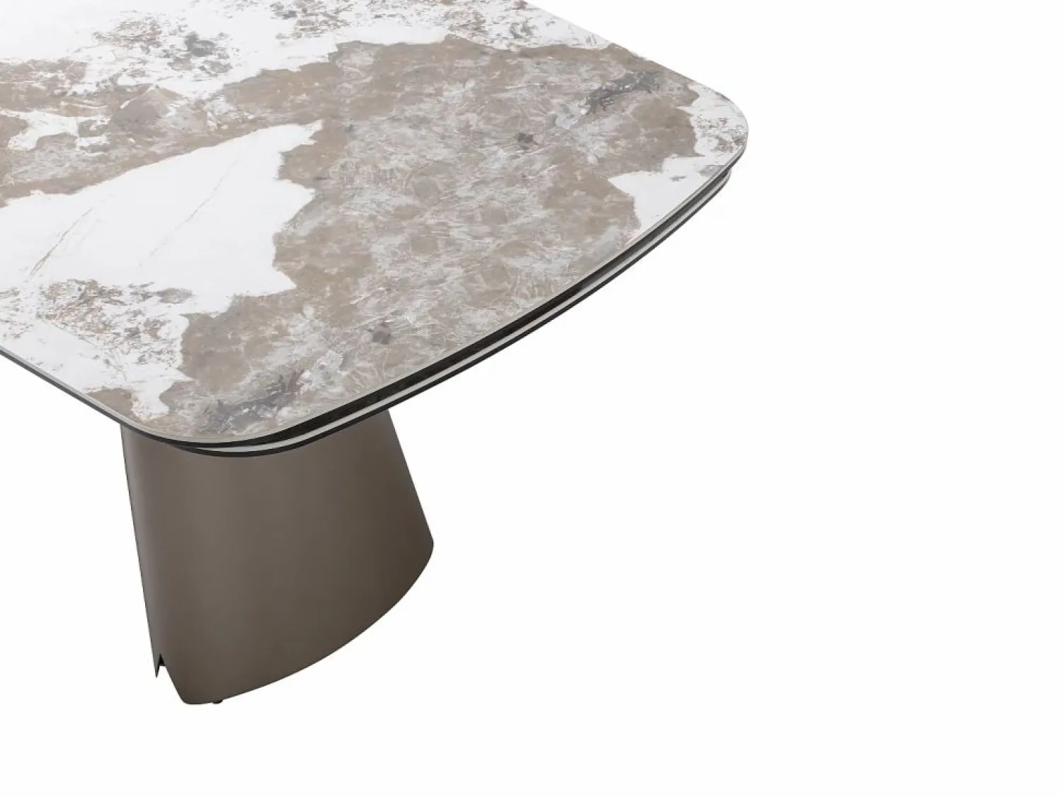 Sale Mesa de comedor extensible para 6 a 10 personas en cerámica, cristal templado y metal bronce - Efecto mármol blanco y gris - FARUDI de Maison Céphy Mesa Extensible|Mesa De Comedor