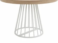 Vente-unique Mesa de comedor extensible para 2 a 12 personas en MDF y acero - Natural claro y blanco - FIRELA