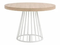 Vente-unique Mesa de comedor extensible para 2 a 12 personas en MDF y acero - Natural claro y blanco - FIRELA