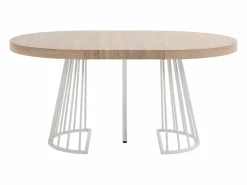 Vente-unique Mesa de comedor extensible para 2 a 12 personas en MDF y acero - Natural claro y blanco - FIRELA