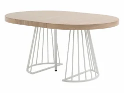 Vente-unique Mesa de comedor extensible para 2 a 12 personas en MDF y acero - Natural claro y blanco - FIRELA
