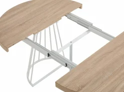 Vente-unique Mesa de comedor extensible para 2 a 12 personas en MDF y acero - Natural claro y blanco - FIRELA