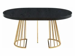 Outlet Vente-unique Mesa de comedor extensible 2 a 12 comensales de MDF y acero - Negro y dorado - FIRELA Negro / Dorado