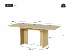 Hauss Spole Mesa de comedor extensible 140/180x80 cm para 6 a 8 personas - Natural claro