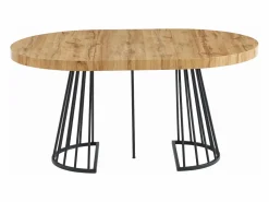 Clearance Vente-unique Mesa de comedor extensible 2 a 12 comensales de MDF y acero - Natural y negro - FIRELA Negro / Color natural claro
