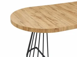 Clearance Vente-unique Mesa de comedor extensible 2 a 12 comensales de MDF y acero - Natural y negro - FIRELA Negro / Color natural claro