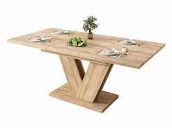 Merax Mesa de comedor extensible - 140/180 x 80 x 75,5 cm - para 4 a 6 personas - Patas en forma de V - estilo minimalista - MDF - natural