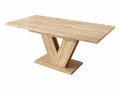 Merax Mesa de comedor extensible - 140/180 x 80 x 75,5 cm - para 4 a 6 personas - Patas en forma de V - estilo minimalista - MDF - natural
