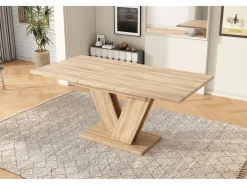 Merax Mesa de comedor extensible - 140/180 x 80 x 75,5 cm - para 4 a 6 personas - Patas en forma de V - estilo minimalista - MDF - natural