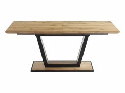 Hot Vente-unique Mesa de comedor extensible 6 a 10 comensales de MDF y metal - Natural y negro - VITENO Color natural claro