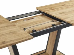 Hot Vente-unique Mesa de comedor extensible 6 a 10 comensales de MDF y metal - Natural y negro - VITENO Color natural claro