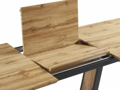 Hot Vente-unique Mesa de comedor extensible 6 a 10 comensales de MDF y metal - Natural y negro - VITENO Color natural claro