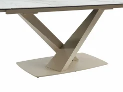 Clearance Mesa de comedor extensible de cerámica y metal - Efecto mármol blanco y beige - MALATA Mesa Extensible|Mesa De Comedor