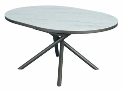 Best Mesa de comedor extensible para 4 a 6 personas en cerámica, MDF y metal - Efecto mármol blanco y bronce - FEROLA Mesa Extensible|Mesa De Comedor