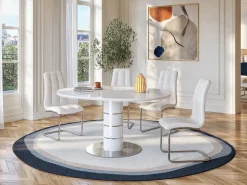 Vente-unique Mesa de comedor extensible - 4 a 6 plazas - MDF y metal - Lacado - CUSCO