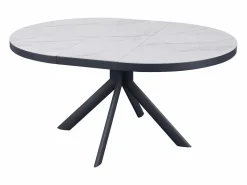 Clearance Mesa de comedor extensible para 4 a 6 personas de cerámica, MDF y metal - Efecto mármol y antracita - ZALYRA Mesa Extensible|Mesa De Comedor