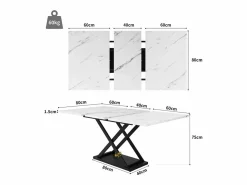 Best Mesa de comedor extensible - 6 a 8 personas - Efecto de mármol - MDF+Metal -120/160x80cm Mesa Extensible