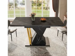 Discount Mesa de comedor extensible para 6 personas - 110/140 x 80 x 76 cm - para comedores y cocinas - MDF + metal - Mesa Extensible|Mesa De Comedor