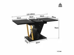 Discount Mesa de comedor extensible para 6 personas - 110/140 x 80 x 76 cm - para comedores y cocinas - MDF + metal - Mesa Extensible|Mesa De Comedor