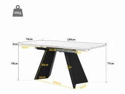ModernLuxe Mesa de comedor extensible 99-159 x 74 cm - 6 a 8 personas - en MDF - + Negro