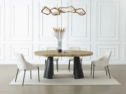 Outlet Vente-unique Mesa de comedor extensible 4 a 12 personas de MDF y metal negro - Natural claro - JARELIA Color natural claro