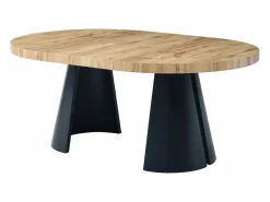 Outlet Vente-unique Mesa de comedor extensible 4 a 12 personas de MDF y metal negro - Natural claro - JARELIA Color natural claro
