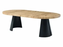 Outlet Vente-unique Mesa de comedor extensible 4 a 12 personas de MDF y metal negro - Natural claro - JARELIA Color natural claro