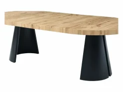 Outlet Vente-unique Mesa de comedor extensible 4 a 12 personas de MDF y metal negro - Natural claro - JARELIA Color natural claro