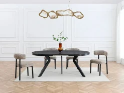 Outlet Vente-unique Mesa de comedor extensible para 6 a 12 comensales de MDF y acero - - KOMONI Negro