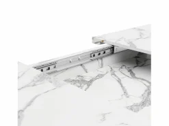 Sale Mesa de comedor extensible 160x80x66 cm - 6 personas - patas de mesa en forma de estrella - tablero de mesa imitación mármol - Mesa Extensible